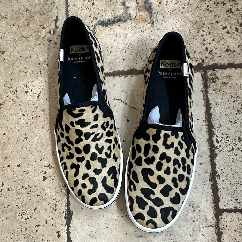 KATE SPADE KEDS NWOT PONY HAIR LEOPARD SNEAKERS SIZE 7.5